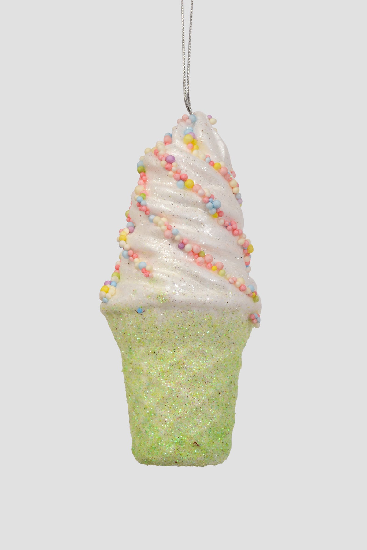 6.5" Ice Cream Cone Ornament Green