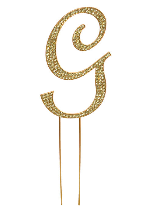 4.75" Rhinestone Monogram Letter "G" Gold