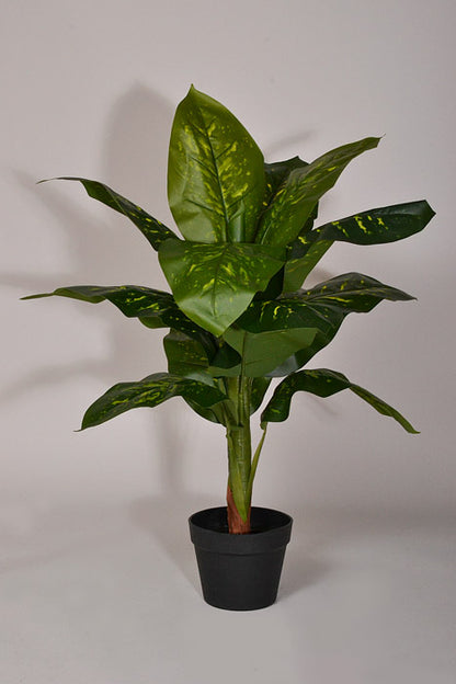 32" Artificial Dieffenbachia Plant In Black Pot Green