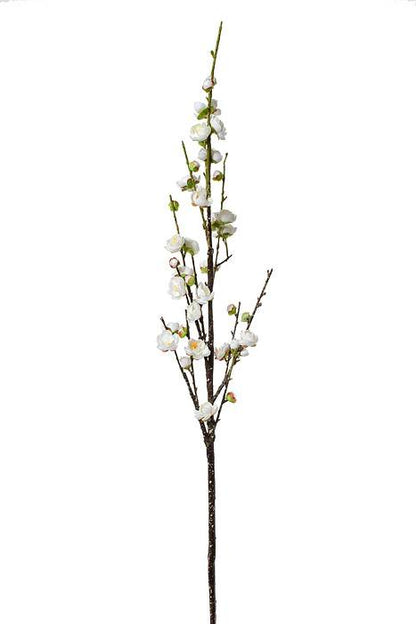 47" Silk Plum Blossom Spray White