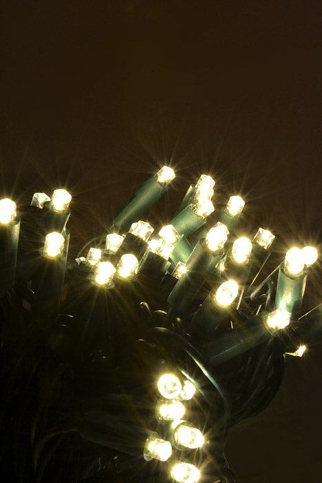 50Ft 100 Light 5Mm Led With Green Wire Light Set Warm White