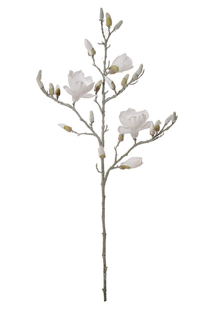 40" Glittered Magnolia Spray White