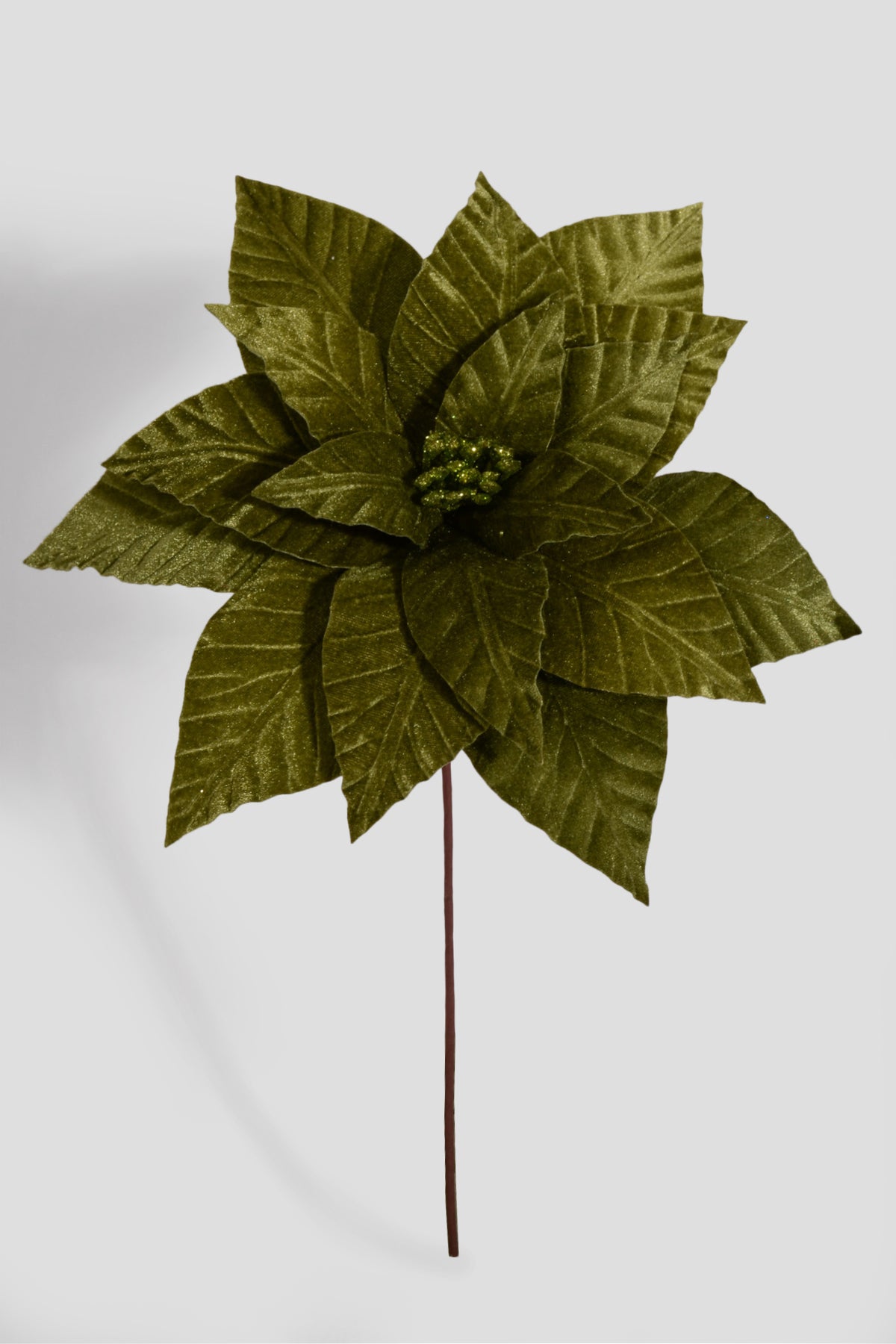 22" Velvet Poinsettia Stem Lime