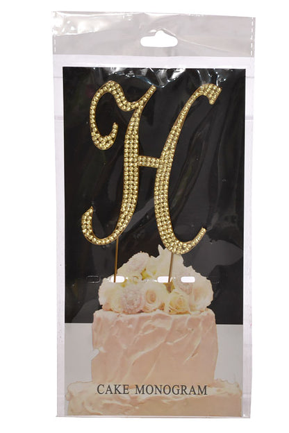 4.75" Rhinestone Monogram Letter "H" Gold