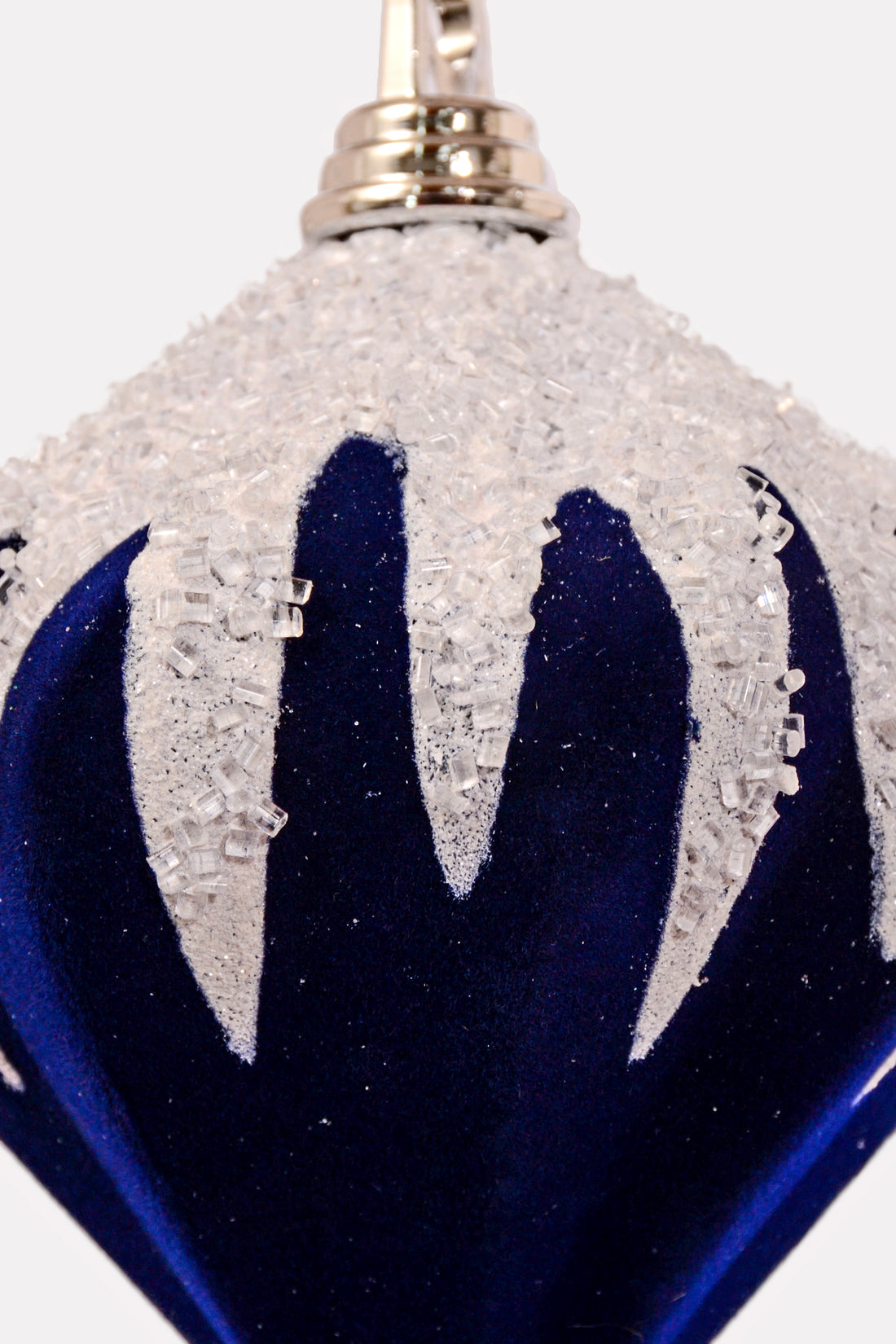 150MM Plastic Flocked Onion W/Ice Ornament Midnight Blue