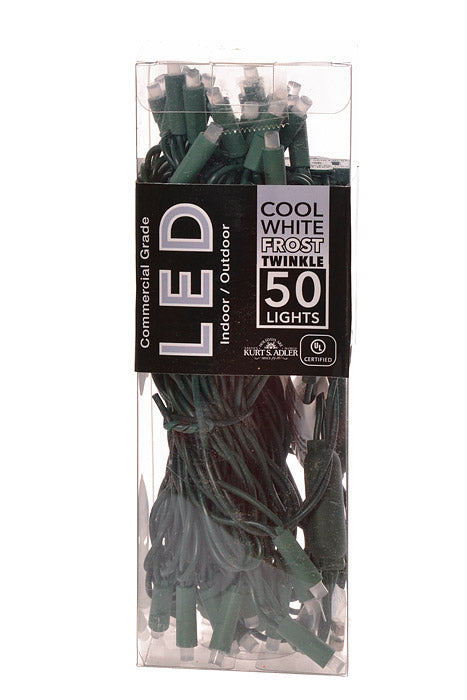 25.5Ft Ultra 50 Light Twinkle Led Green Wire Light Set Cool White