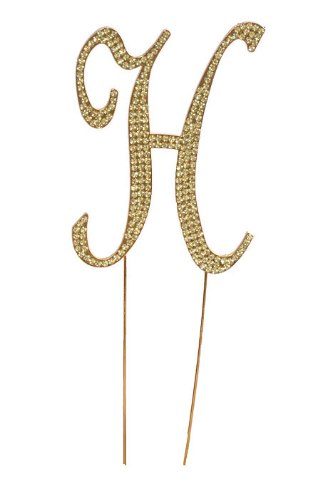 4.75" Rhinestone Monogram Letter "H" Gold