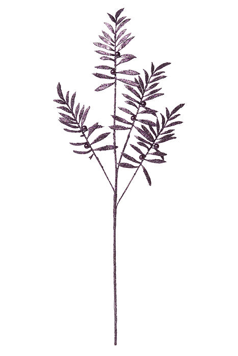 35" Glittered Pepper Berry Spray Purple