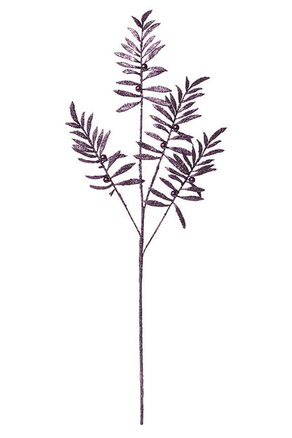 35" Glittered Pepper Berry Spray Purple