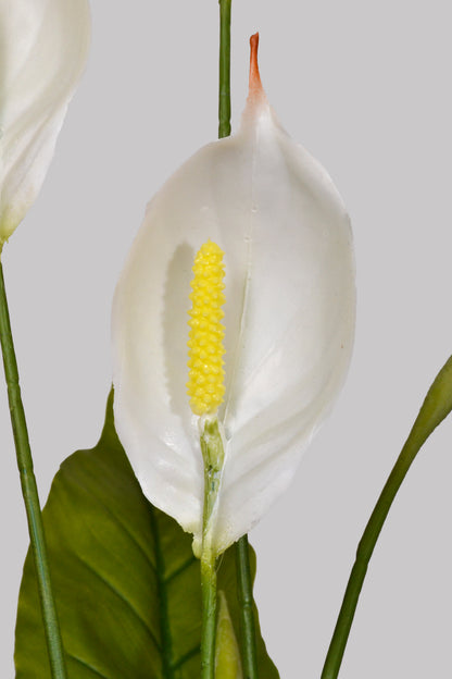 42" Artificial Spathiphyllum Plant In Black Pot Green