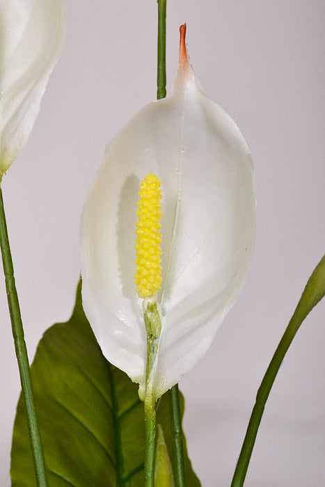 42" Artificial Spathiphyllum Plant In Black Pot Green