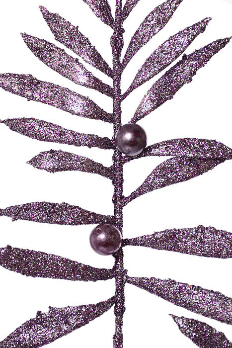 35" Glittered Pepper Berry Spray Purple