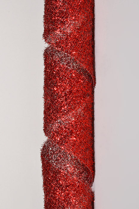4" X 10Yds Wired Long Confetti Metallic Ribbon Red