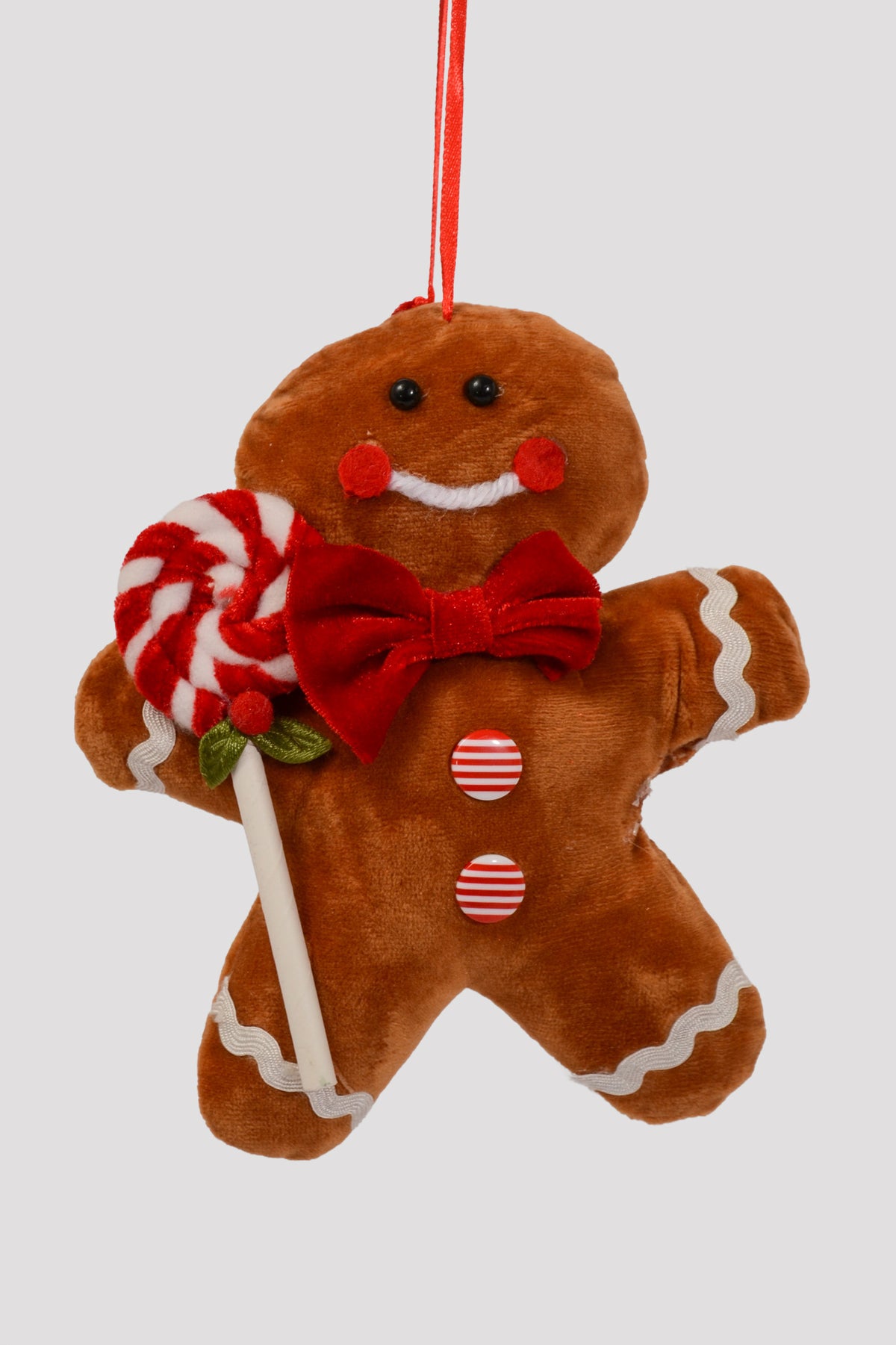 6" X 5" Gingerbread Man Ornament Natural/Red