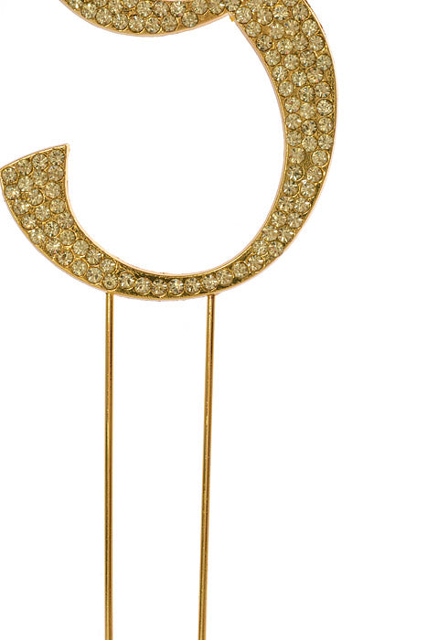 4.75" Rhinestone Monogram Letter "I" Gold