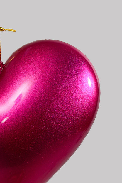8" Plastic Heart Ornament Fuchsia