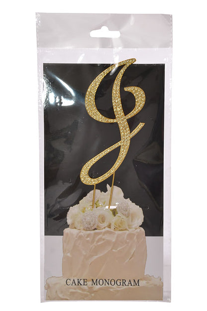 4.75" Rhinestone Monogram Letter "J" Gold