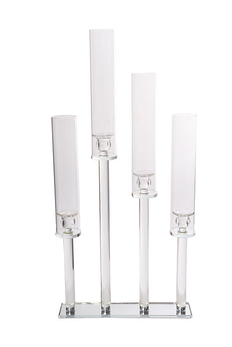 20&quot;/28&quot; 4 Lite Candle Holder With Glass Clear