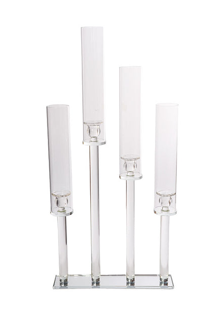 20&quot;/28&quot; 4 Lite Candle Holder With Glass Clear