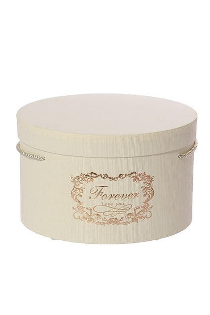 7.25" / 8.75" / 10" Round Gift Box With Lid Ribbon Ivory Set/3