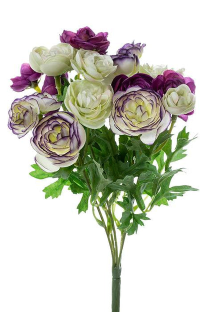 10" Silk Mini Ranunculus Bush Violet/orchid