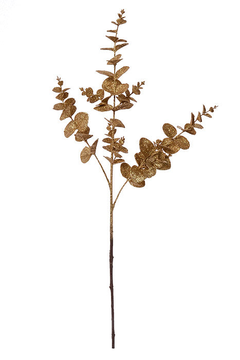 31.5" Glitter Eucalyptus Spray Gold
