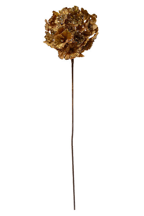 24" Crystal Encrusted Hydrangea Stem Gold
