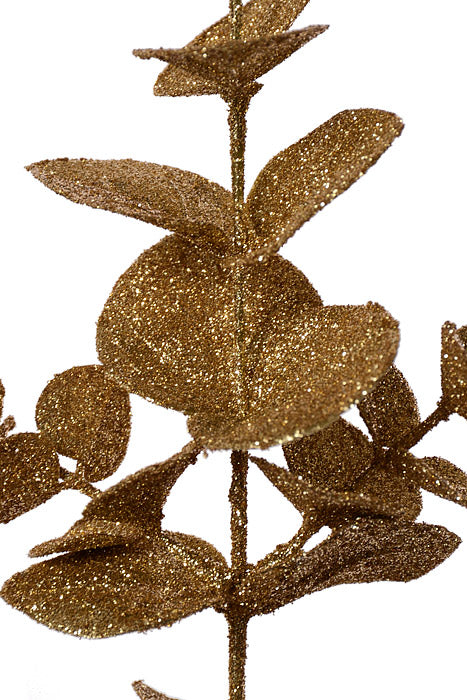 31.5" Glitter Eucalyptus Spray Gold