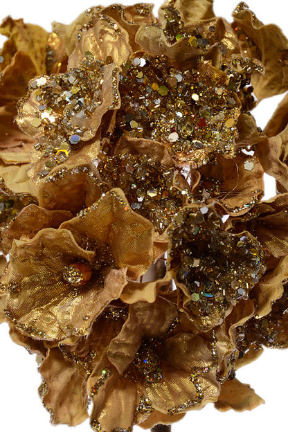 24" Crystal Encrusted Hydrangea Stem Gold