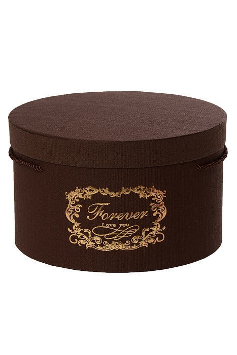 7.25" / 8.75" / 10" Round Gift Box With Lid Ribbon Brown Set/3
