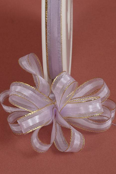 3/8" X 25yds Pull Bow Ribbon W/gold Trim Lavender