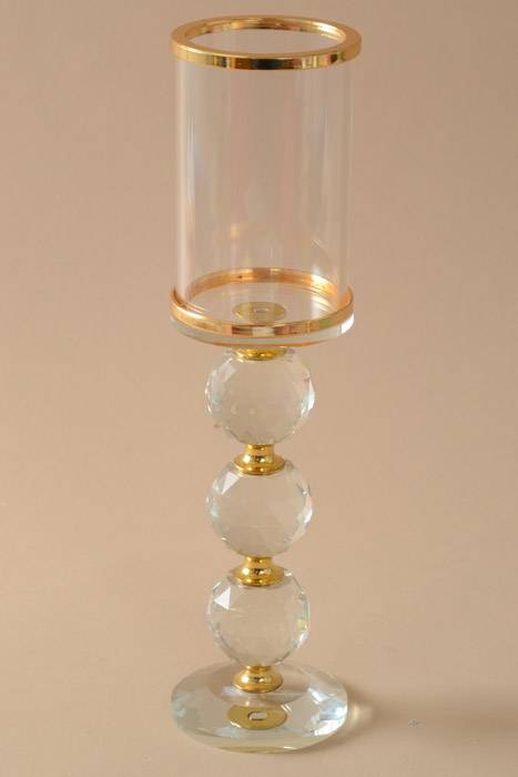2.75&quot; X 10.75&quot; Crystal Candle Holder Clear Gold
