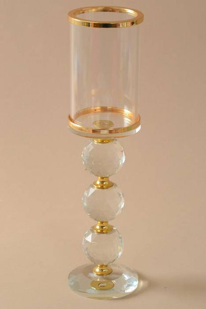 2.75&quot; X 10.75&quot; Crystal Candle Holder Clear Gold