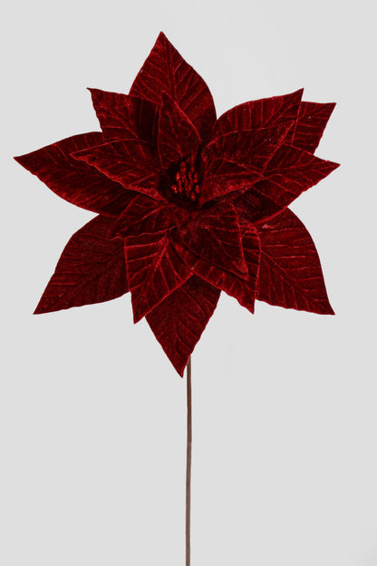 22" Velvet Poinsettia Stem Burgundy