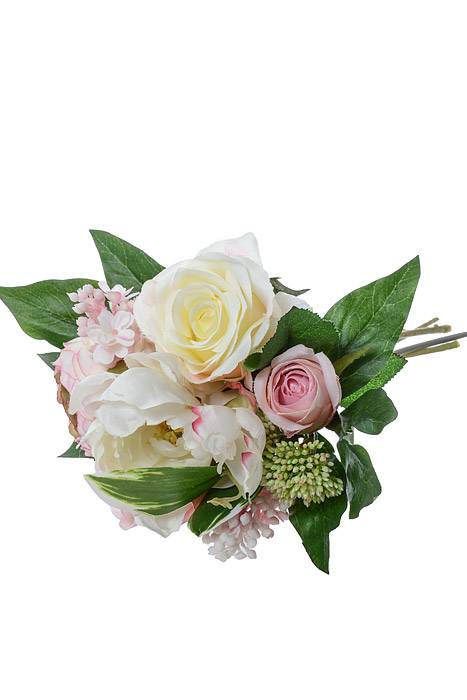 11&quot; Peony/rose/lilac Bouquet Pink/cream