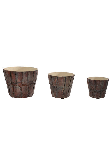 3.5"/4.5"/5" Bark Pot Brown (Set/3)