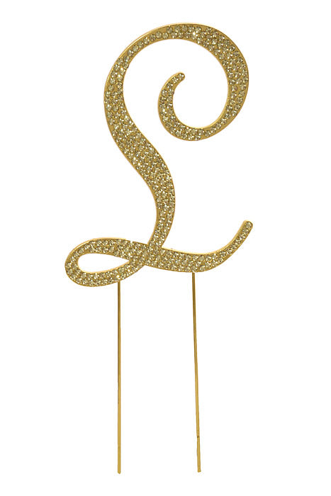 4.75" Rhinestone Monogram Letter "L" Gold