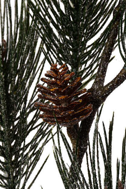 48"  Frosted Pine Spray With Pine Cone Green/Bright
