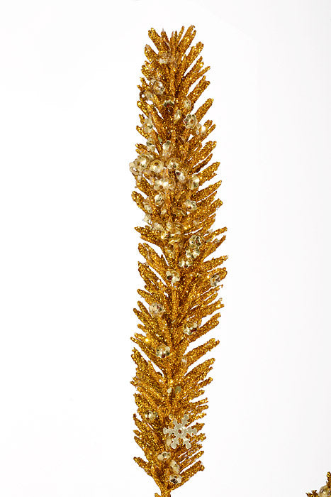 30" Glitter Pine Spray Gold