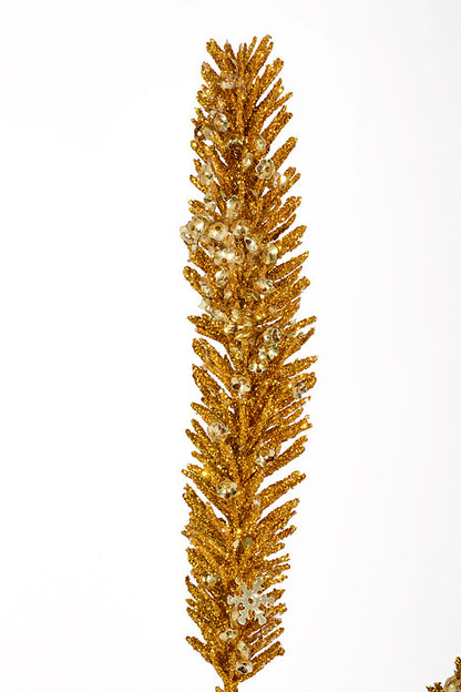 30" Glitter Pine Spray Gold