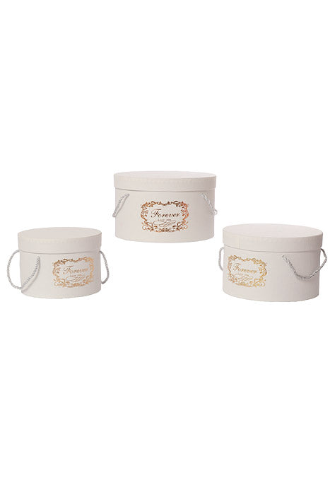 7.25" X 8.75" X 10" Gift Box With Lid Ribbon White Set/3