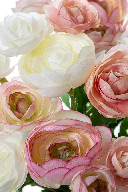 10" Silk Mini Ranunculus Bush Pink/ivory