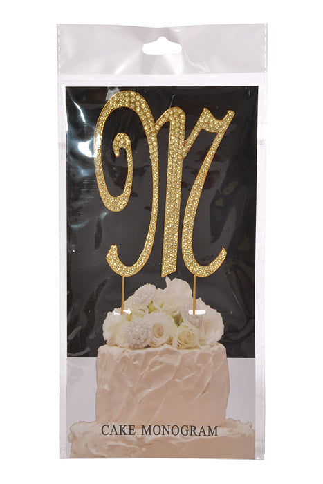 4.75" Rhinestone Monogram Letter "M" Gold
