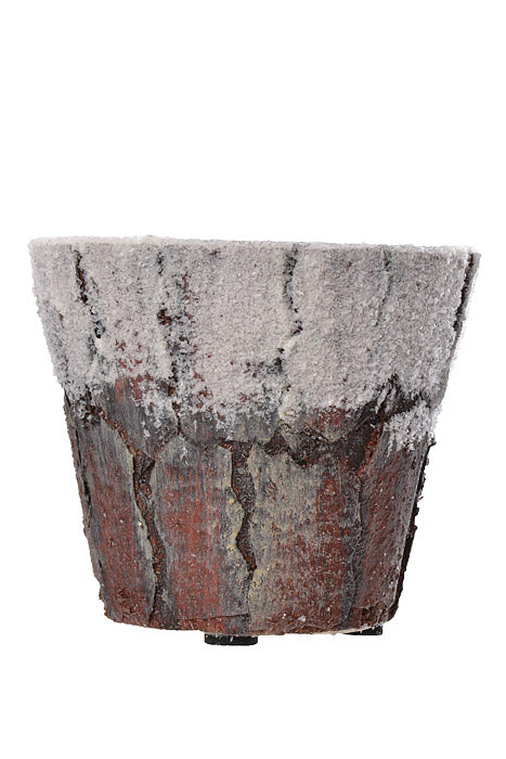 3.5"/4.5"/5" Bark Pot With Snow Brown/White (Set/3)