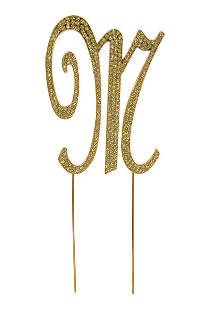 4.75" Rhinestone Monogram Letter "M" Gold