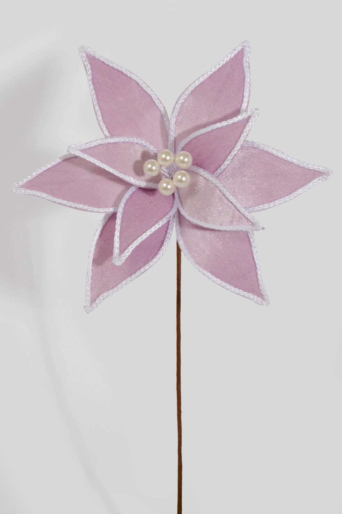 23" Velvet Poinsettia Stem W/ Rope Edge Lavender