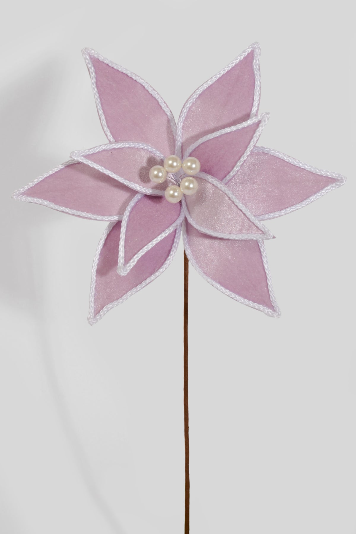 23" Velvet Poinsettia Stem W/ Rope Edge Lavender