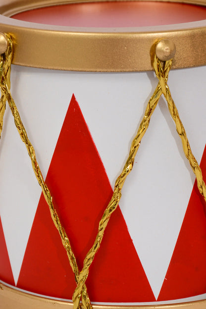 6" Drum Ornament Red/White