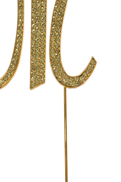 4.75" Rhinestone Monogram Letter "M" Gold
