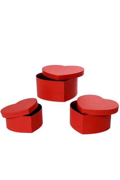 4" / 4.5" / 5.15" Heart Gift Box With Lid Red Set/3